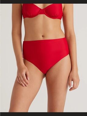Quince Red High-Waist Bikini Bottoms